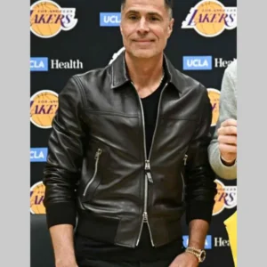Buy Rob Pelinka Black Bomber Leather Jacket