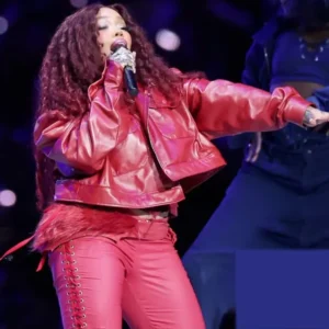 Buy Sza Performs Apple Music Super Bowl Lix Halftime Show Red Leather Jacket At Caesars Superdome On February 9 2025 In New Orleans Louisiana