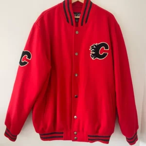 Calgary Flames Red Wool Varsity Jacket