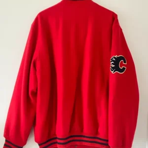 Calgary Flames Red Wool Varsity Jacket Back