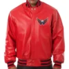 Capitals Leather Red Bomber Jacket