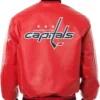 Capitals Leather Red Bomber Jacket Back