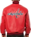 Capitals Leather Red Bomber Jacket Back