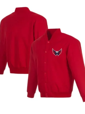 Capitals Red Bomber Full Snap Jacket