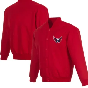 Capitals Red Bomber Full Snap Jacket