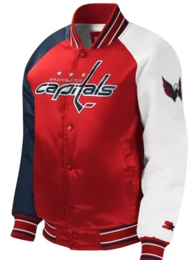 Capitals Satin Bomber Full Snap Jacket