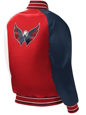 Capitals Satin Bomber Full Snap Jacket Back