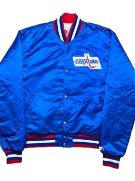 Capitals Satin Full Snap Blue Jacket
