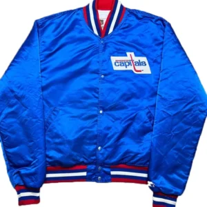 Capitals Satin Full Snap Blue Jacket