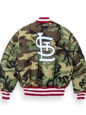 Cardinals Red Satin Ma 1 Bomber Jacket Back