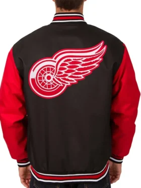 Carolina Hurricanes Black And Red Varsity Jacket Back