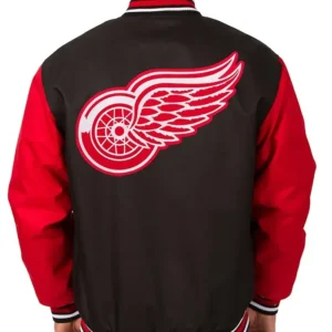 Carolina Hurricanes Black And Red Varsity Jacket Back