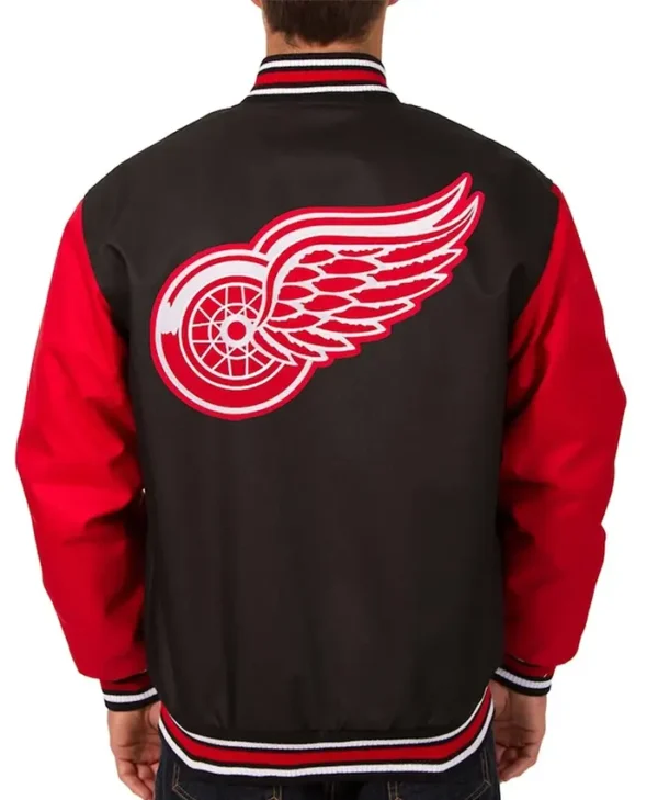 Carolina Hurricanes Black And Red Varsity Jacket Back