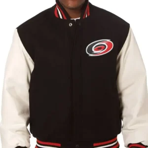 Carolina Hurricanes Black And White Full Snap Varsity Jacket