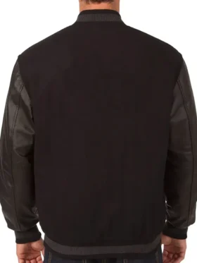 Carolina Hurricanes Black Varsity Full Snap Wool Jacket Back