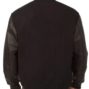 Carolina Hurricanes Black Varsity Full Snap Wool Jacket Back