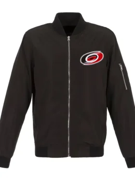 Carolina Hurricanes Black Zipper Bomber Jacket