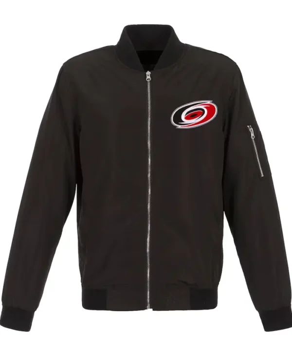 Carolina Hurricanes Black Zipper Bomber Jacket