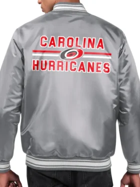 Carolina Hurricanes Grey Bomber Jacket Back