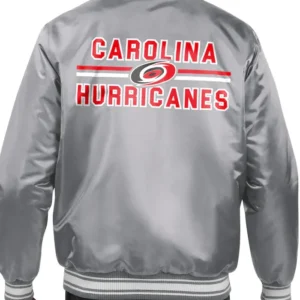 Carolina Hurricanes Grey Bomber Jacket Back