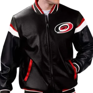 Carolina Hurricanes Leather Zipper Bomber Jacket