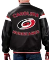 Carolina Hurricanes Leather Zipper Bomber Jacket Back