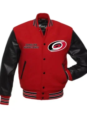 Carolina Hurricanes Red And Black Varsity Full Snap Jacket