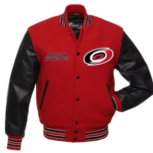 Carolina Hurricanes Red And Black Varsity Full Snap Jacket