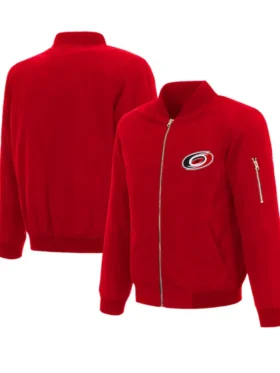 Carolina Hurricanes Red Zipper Bomber Jacket