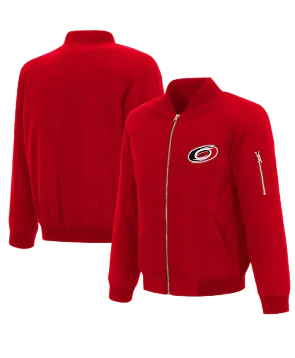 Carolina Hurricanes Red Zipper Bomber Jacket