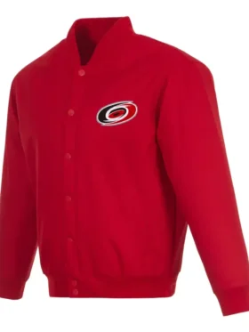 Carolina Hurricanes Satin Full Snap Bomber Jacket