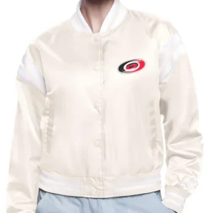 Carolina Hurricanes White Satin Bomber Jacket