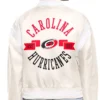 Carolina Hurricanes White Satin Bomber Jacket Back