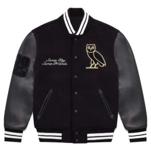 Cervantes OVO Same City Same Friends Black Varsity Jacket