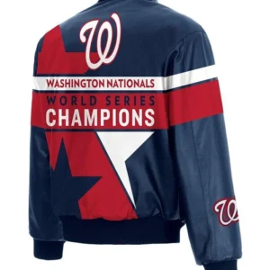 Champions Washington Nationals Leather Jacket Back
