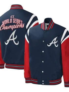 Championship Blue And Red Braves Bomber Jacket