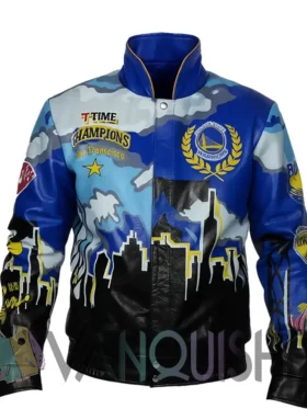 Championship Golden State Warriors Leather Jacket front