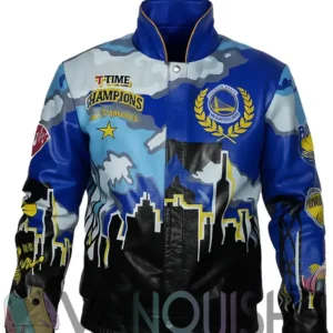 Championship Golden State Warriors Leather Jacket front