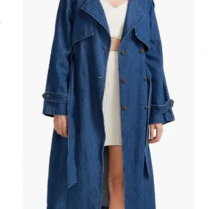 Chanelle Apple Cider Vinegar Denim Trench Coat For Sale