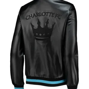 Charlotte FC Black Bomber Leather Jacket Back