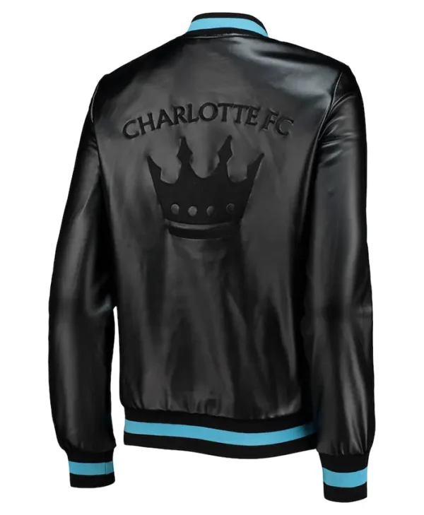 Charlotte FC Black Bomber Leather Jacket Back