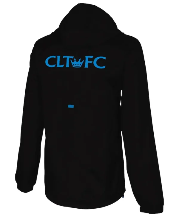 Charlotte FC Black Pull Over Hooded Jacket Back