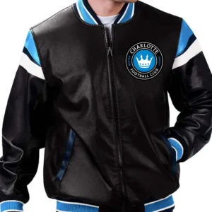 Charlotte FC Leather Zipper Bomber Jacket