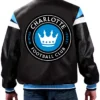 Charlotte FC Leather Zipper Bomber Jacket Back
