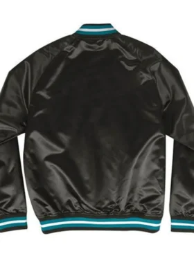 Charlotte Hornets Black Satin Bomber Jacket Back