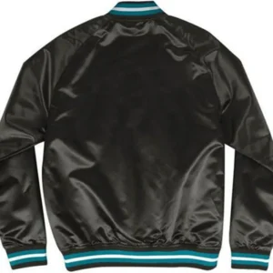 Charlotte Hornets Black Satin Bomber Jacket Back