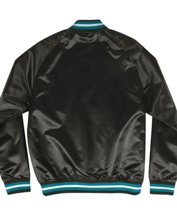 Charlotte Hornets Black Satin Bomber Jacket Back