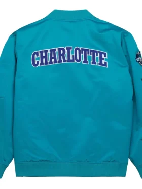 Charlotte Hornets Blue Bomber Zipper Jacket Back