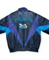Charlotte Hornets Vintage Black Leather Bomber Jacket Back