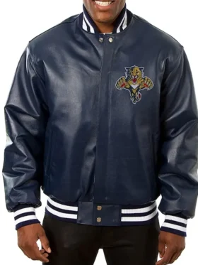 Chesley Florida Panthers Navy Varsity Leather Jacket